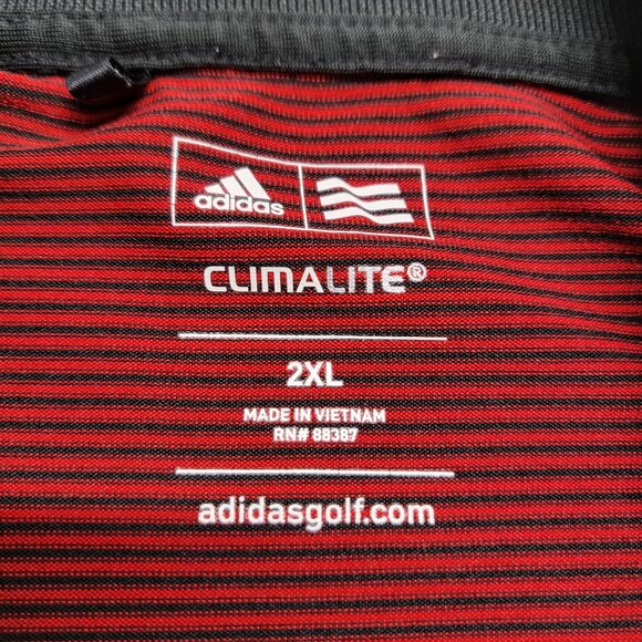 Adidas Climalite Polo Shirt 2XL Short Sleeve Stretch Golf Striped - Picture 4 of 13